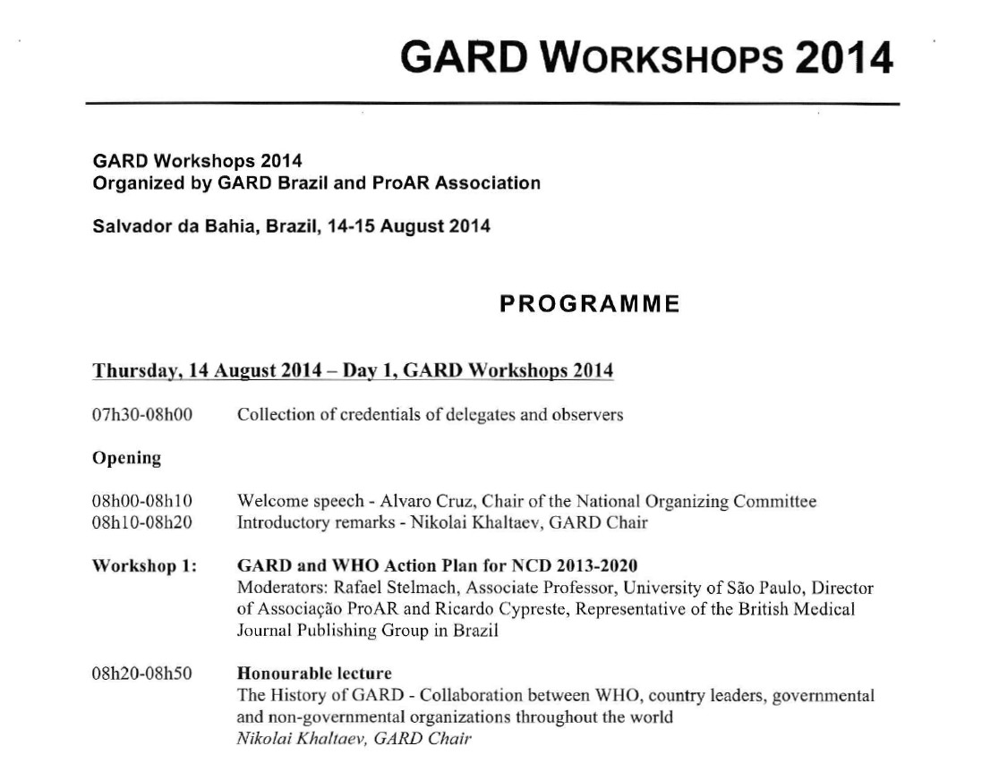 Programme des Ateliers GARD 2014