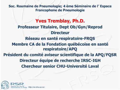 Banque de données de la Pneumologie Francophone. Yves Tremblay