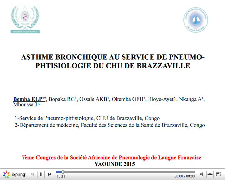 Asthme bronchique au service de pneumo-phtisiologie du CHU de BRAZZAVILLE. ELP Bemba
