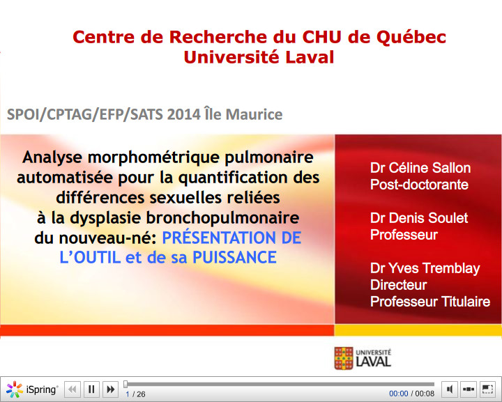 Analyse morphométrique pulmonaire automatisée pour la quantification des différences sexuelles reliées. Yves Tremblay