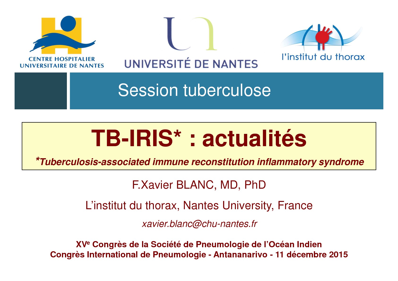 TB-IRIS actualités. F. Xavier Blanc