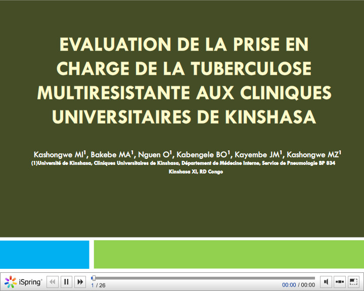 Evaluation de la prise en charge de la tuberculose multi résistante aux cliniques universitaires de Kinshasa. MI Kashongwe