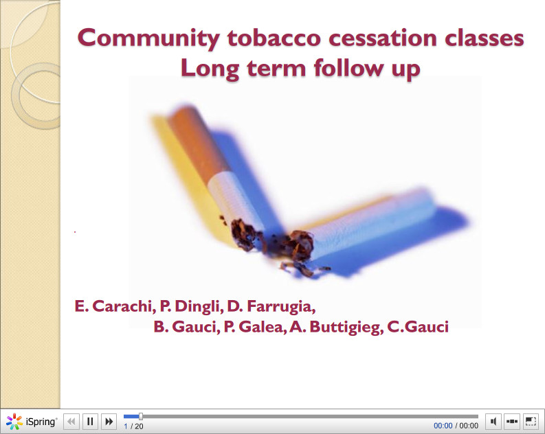 Community tobacco cessation classes Long term follow up. E. Carachi