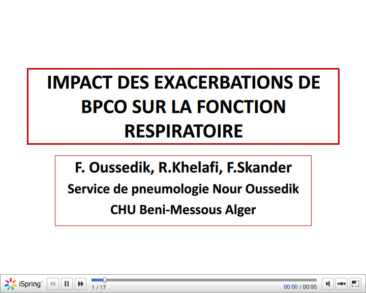 Impact des exacerbations de BPCO sur la fonction respiratoire.F. Oussedik