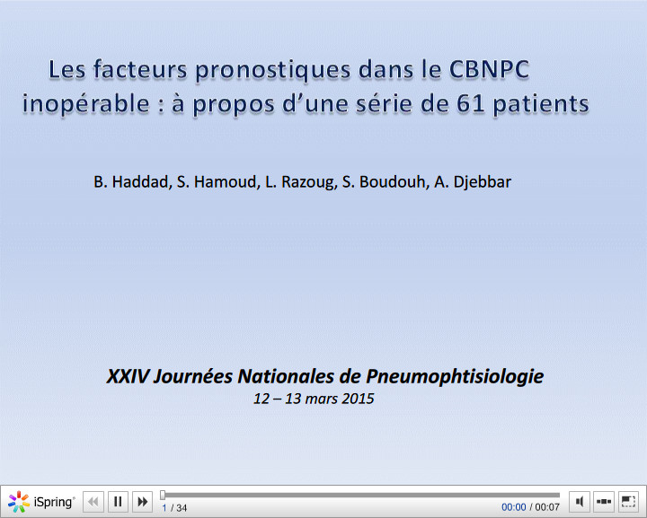 Les facteurs pronostiques dans le CBNPC inopérable. à propos d'une série de 61 patients. B. Haddad