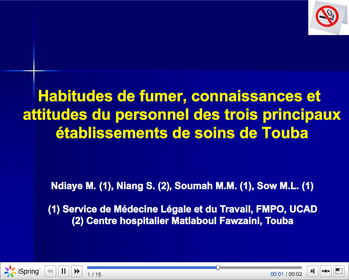 Habitudes de fumer, connaissances et attitudes du personnel des trois principaux établissements de soins de Touba. M. Ndiaye