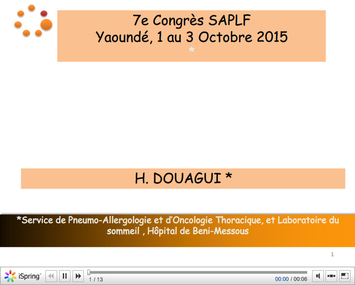Le contrôle de l'asthme dans les pays du  Maghreb et en Afrique sub-saharienne selon les recommandations du GINA 2014. H. Douagui