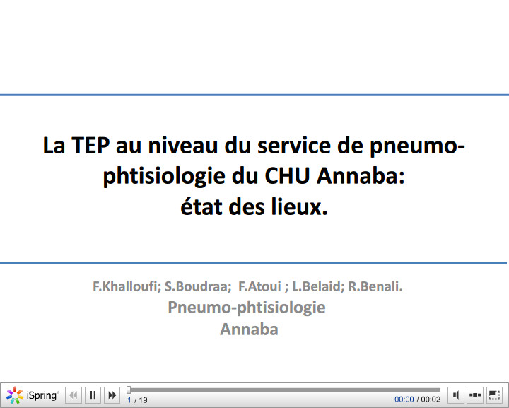 La TEP au niveau du service de pneumo-phtisiologie du CHU Annaba. F. Khalloufi