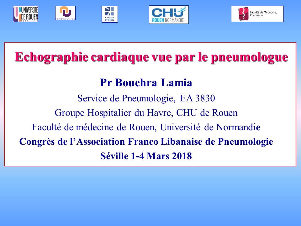 Echographie cardiaque vue par le pneumologue. Lamia Bouchra