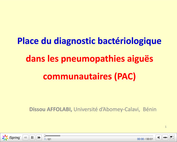 Place du diagnostic bactériologique dans les pneumopathies aiguës communautaires (PAC). D AFFOLABI