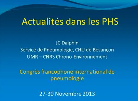 Actualités des Pneumopathies d'hypersensibilité - Pr Jean-Charles Dalphin, Besançon