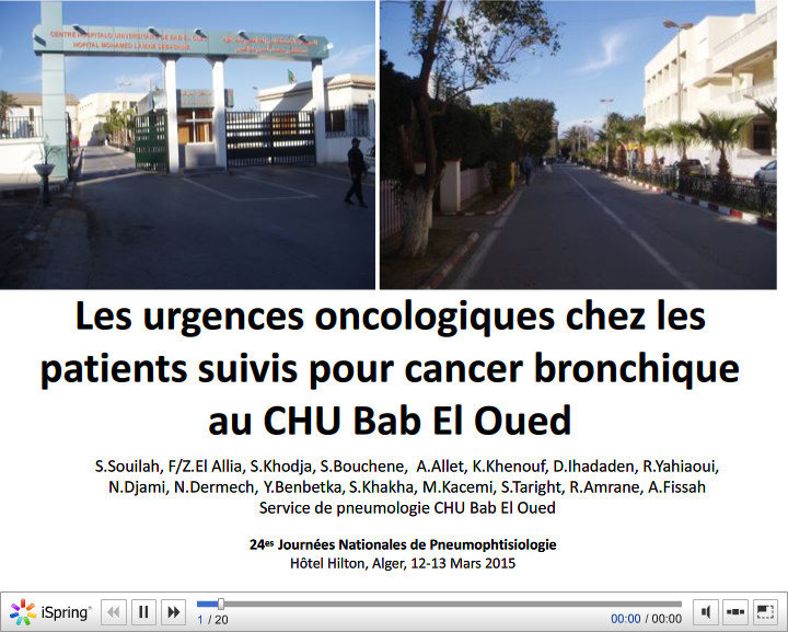 Les urgences oncologiques chez les patients suivis pour cancer bronchique au CHU Bab El Oued. S. Souilah