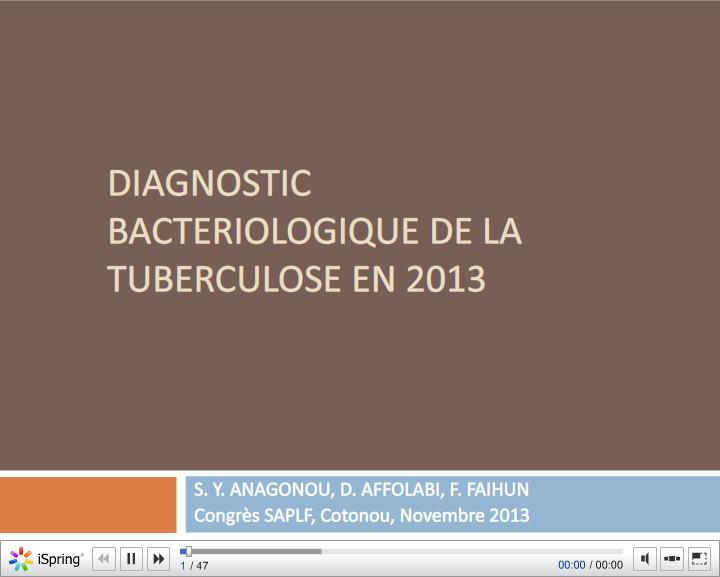 Diagnostic bactériologique de la  tuberculose en 2013. S. Y. ANAGONOU