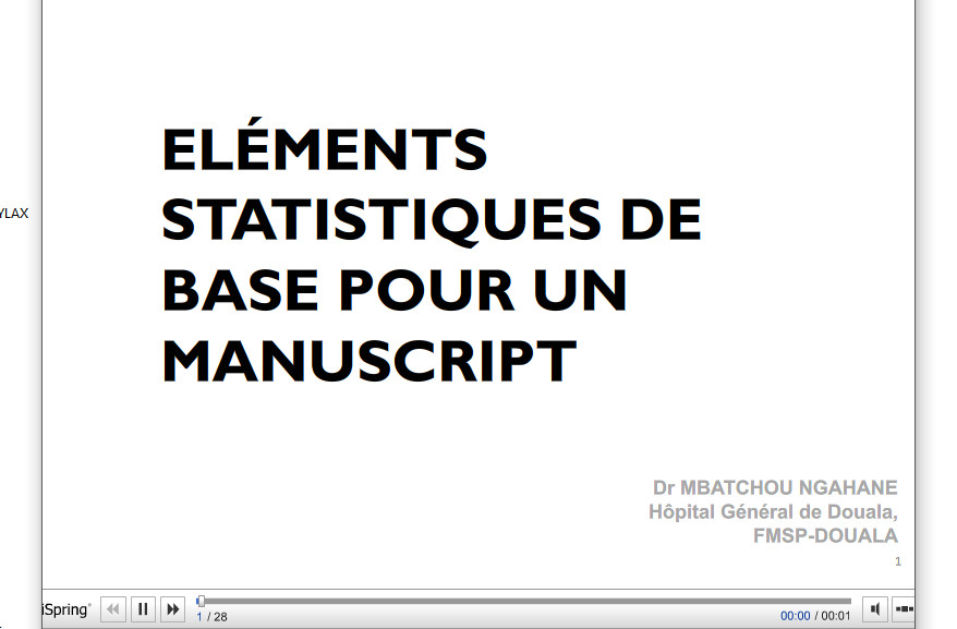 Eléments statistiques de base pour un manuscript. Mbatchou Ngahane BH