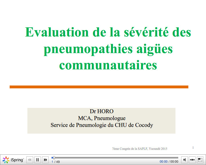 Evaluation de la sévérité des pneumopathies aigues communautaires. K. Horo