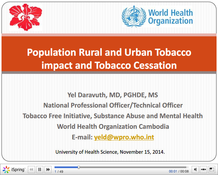 Population Rural and Urban Tabacco Impact and Tabacco Cession. Yel Daravuth