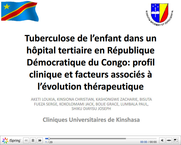 Tuberculose de l'enfant dans un hôpital tertiaire en République Démocratique du Congo profil clinique et facteurs associés à l'évolution thérapeutique. A. Loukia