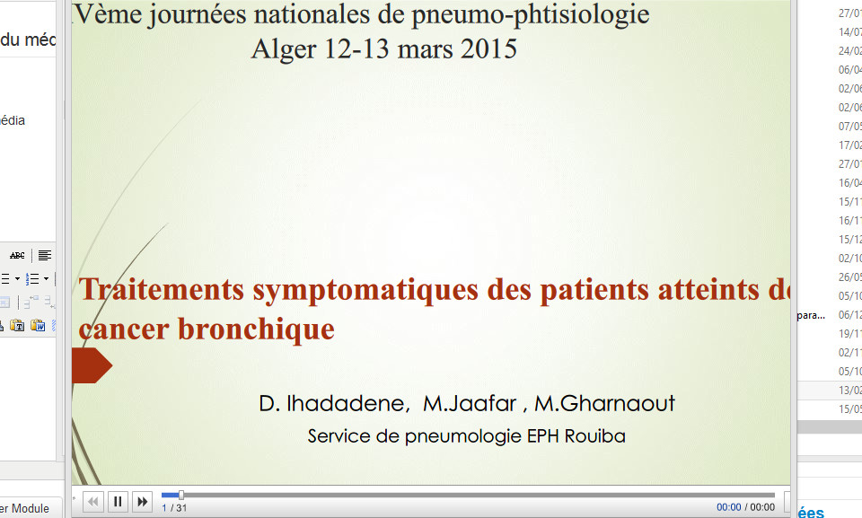 Traitements symptomatiques des patients atteints de cancer bronchique. D. Ihadadene