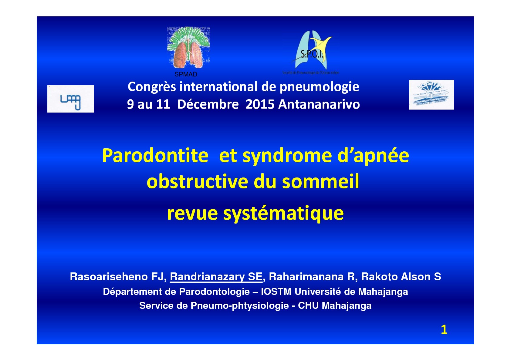 Parodontite et SAOS revue systématique. FJ Rasoariseheno